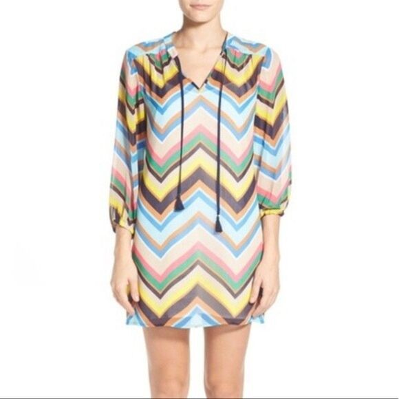 CeCe x Cynthia Steffe Multi Color Chevron Dress (T253) - Picture 1 of 7